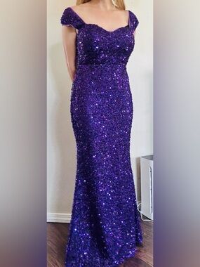 Purple Sequin Pencil Skirt - Unbranded